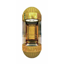 Ti-Gold Mirror Etched St. St. Semi-Circular Sightseeing Elevator